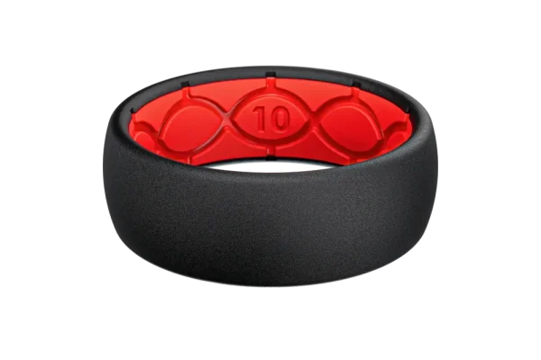 Solid Midnight Black & Raspberry Red Ring