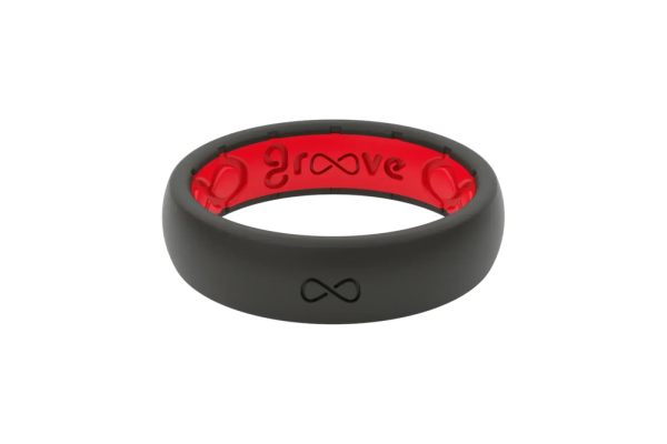 Solid Midnight Black & Raspberry Red Thin Ring